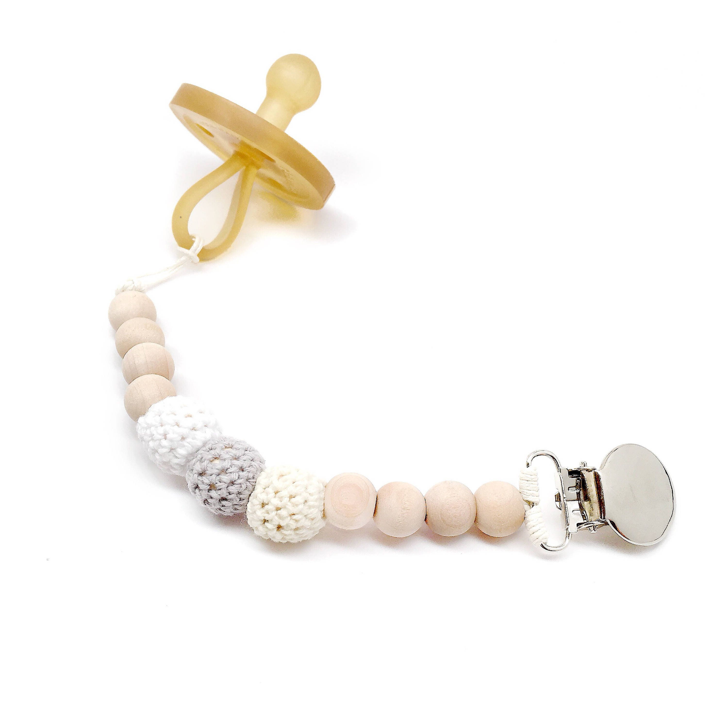 Harbor Organic Wood Bead Pacifier Clip / Natural Wood Pacifier Etsy