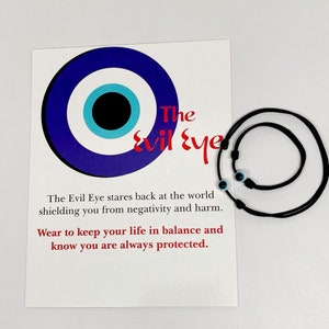 Black String Parent & Baby Evil Eye Adjustable Bracelet / Good Luck Blue Evil Eye / Infant Protection Bracelet / Black Amulet Bracelet