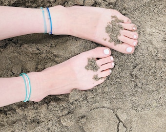 Waterproof Adjustable Anklet / Surfer Beach Anklet / Black String Anklet / Sliding Knot Anklet