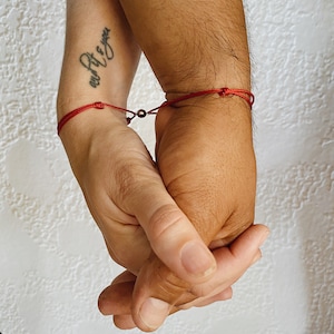Magnetic Couples Bracelet Set / Red String of Fate Gift / Waterproof Surfer Magnet Love Bracelets