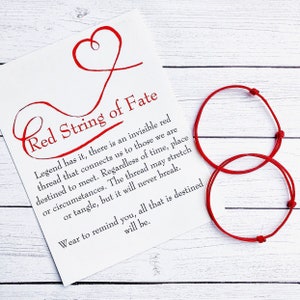 Red String of Fate Couple Bracelet Set with Card / Kabbalah Red Thread Bracelet / Couple Bracelet / Red String Bracelet