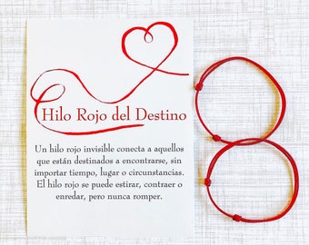 Hilo Rojo del Destino / Red String of Fate Couples Bracelet Set with Spanish Card / Kabbalah Red Thread Bracelet / Couples Bracelet