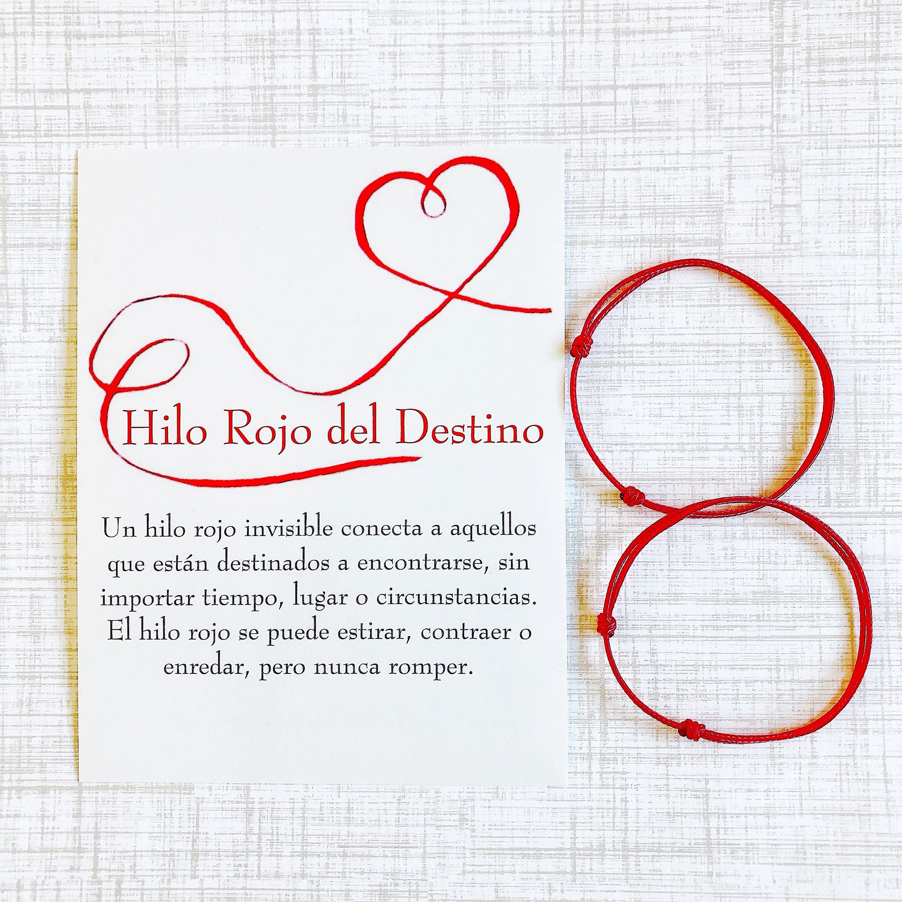 Hilo Rojo del Destino / Red String of Fate Couples Bracelet Set with  Spanish Card / Kabbalah Red Thread Bracelet / Couples Bracelet -  México