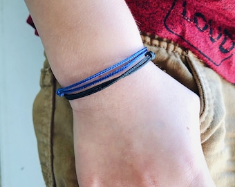 Child / Kids Waterproof Adjustable Bracelet / Surfer Beach Bracelets / Black String Bracelet / Thread Friendship Bracelet