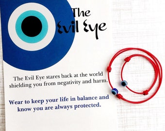 Parent & Baby Evil Eye Red String Adjustable Bracelet / Good Luck Blue Evil Eye Bracelet / Infant Protection Bracelet