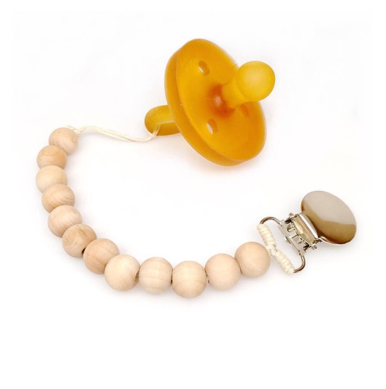 Small Round Wood Bead Pacifier Clip / Natural Paci Clip / Etsy