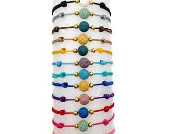 Adjustable Cord Adult Lava Bead Bracelet / Essential Oil Diffuser/ Yoga Meditation Bracelets / string bracelet / waterproof bracelet