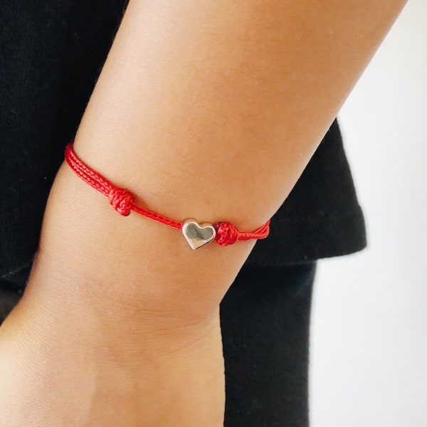 Child Heart String Bracelet / Minimalist Bracelet / Kids Friendship Bracelet / Red String Fate Protection Bracelet for kids / Kabbalah