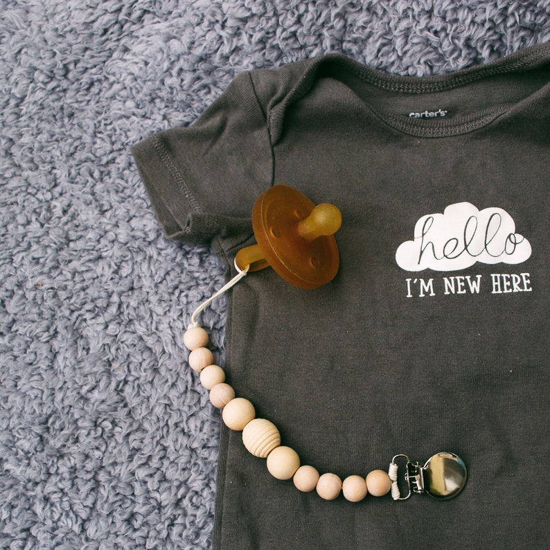 Wood Bead Pacifier Clip / Organic Wood Pacifier Clip Etsy