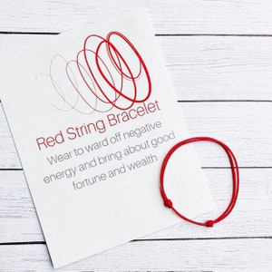 Red String Bracelet with Card / Kabbalah Red Bracelet / Good Luck Bracelet / Chines Lunar New Year Gift /Friendship Bracelet