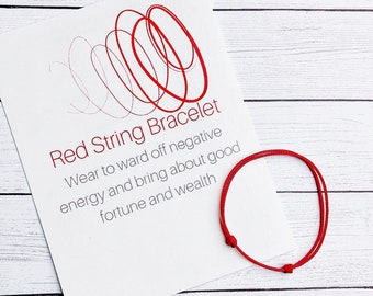 Red String Bracelet with Card / Kabbalah Red Bracelet / Good Luck Bracelet / Chines Lunar New Year Gift /Friendship Bracelet