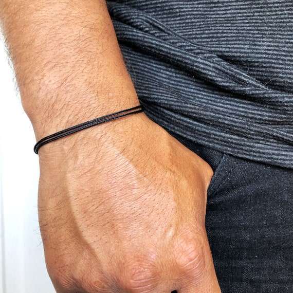 Black Cord Bracelet / Waterproof Adjustable Bracelet / Mens Surfer