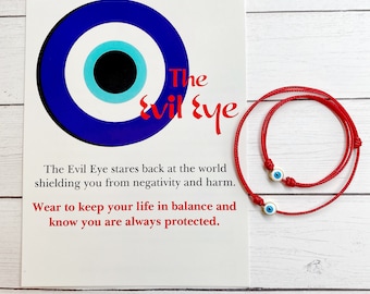 Parent & Baby Gold or Silver Evil Eye Red String Adjustable Bracelet / Good Luck Child Protection Bracelet / Infant Protection Bracelet