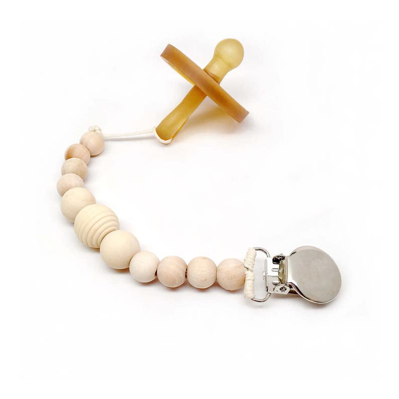 Wood Bead Pacifier Clip / Organic Wood Pacifier Clip Etsy