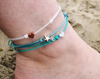 Adult Dainty Heart String Anklet/ Minimalist Anklet/ Friendship Anklet/ Red String of Fate Protection Anklet/ Kabbalah Anklet / Charm Anklet