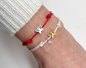 Adult Dainty Butterfly String Bracelet / Minimalist Bracelet / Friendship Bracelet / Red String Protection Bracelet / Kabbalah bracelet