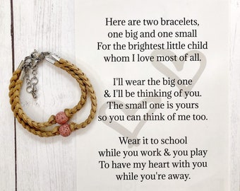 Parent Child Comfort Bracelet Set, Lava Bead Bracelet, Matching Bracelets for Kids, Separation Gift