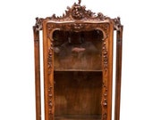 Nicely Carved Antique French Louis XV Display Cabinet, 19th Century, Walnut 9823