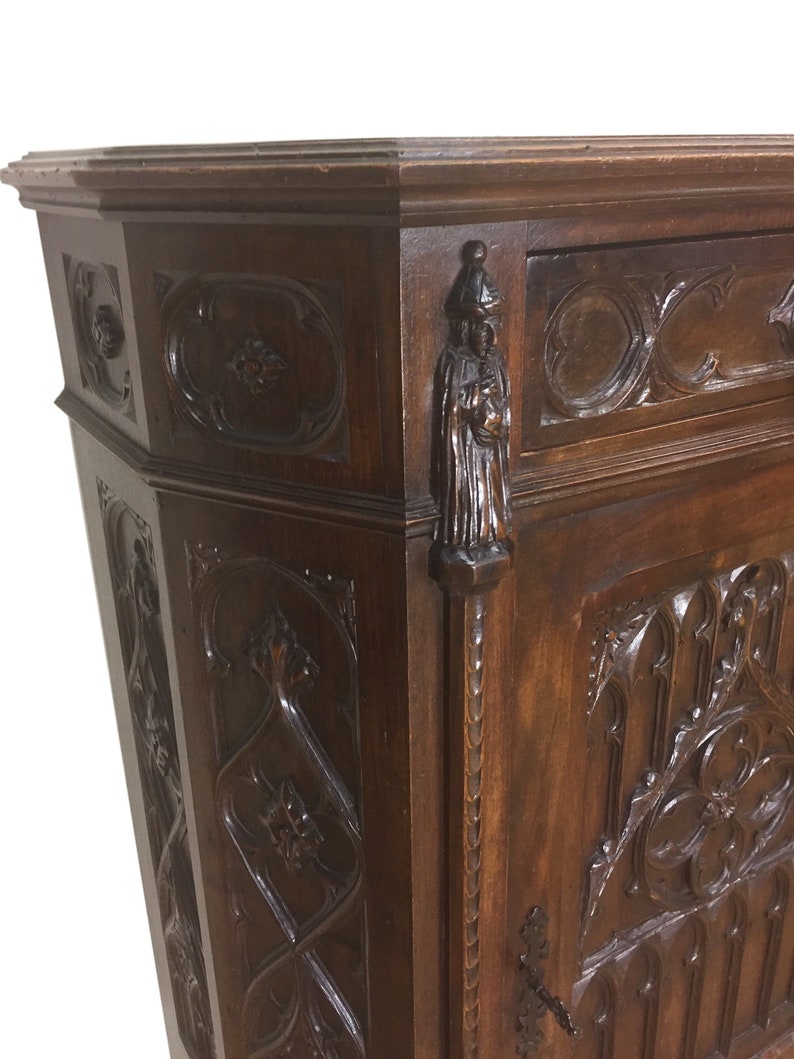 Walnut 19th Century Sku 10080 Antique French Gothic Cabinet