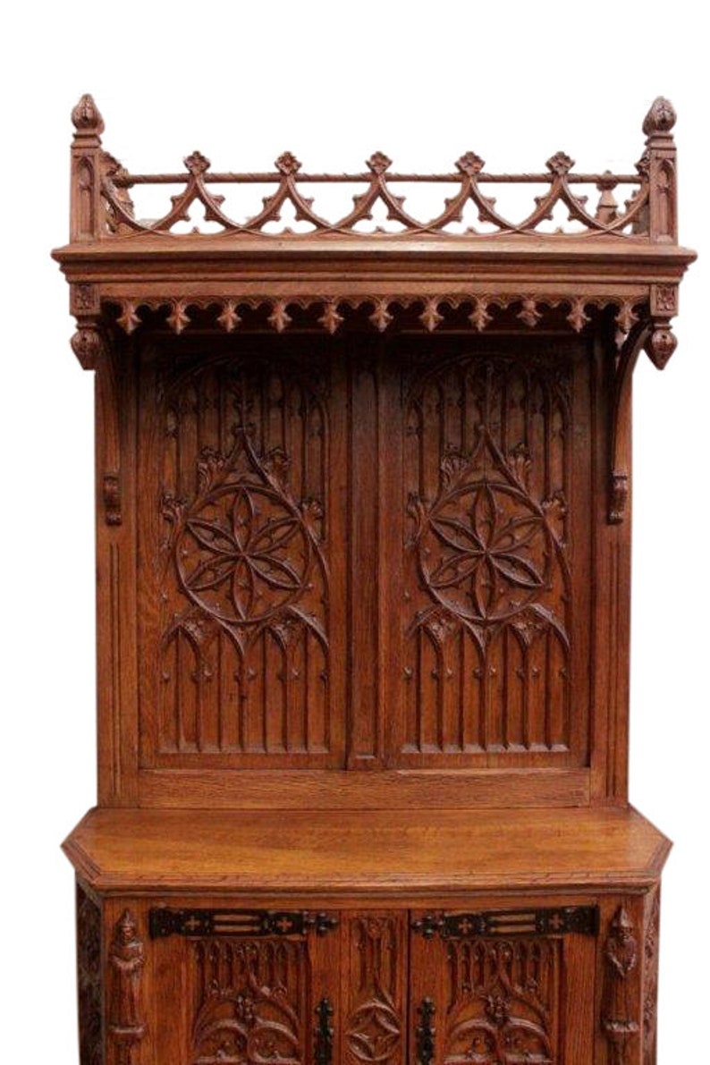 Ornate French Gothic Hooded 19th Century Oak 10991 Etsy