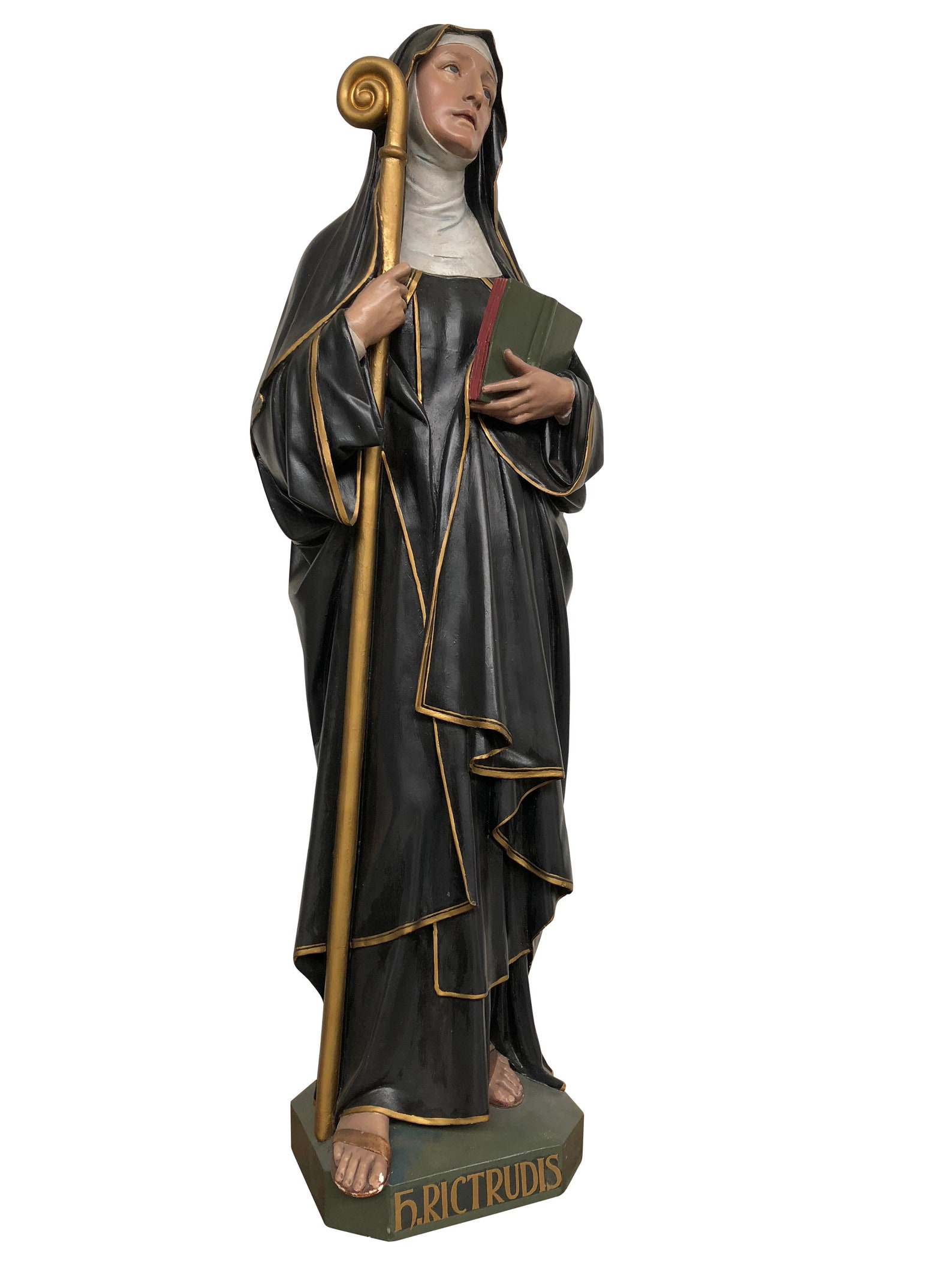 Antique Religious Statue of St. Gertrude the Great Plaster Etsy