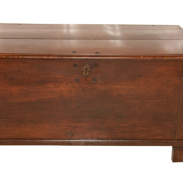 Great Rustic Large Antique Trunk, Oak, 19th Century #9328