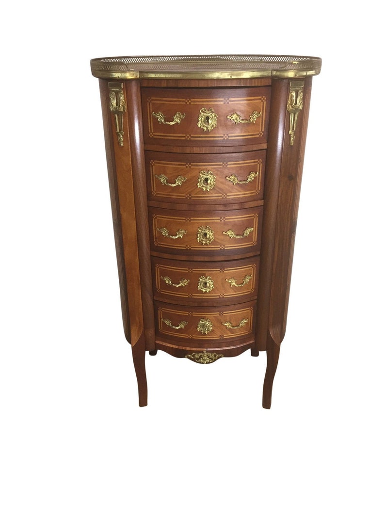 Antique French Jewelry or Lingerie Chest 1930-40/'s Brass Accents #10137