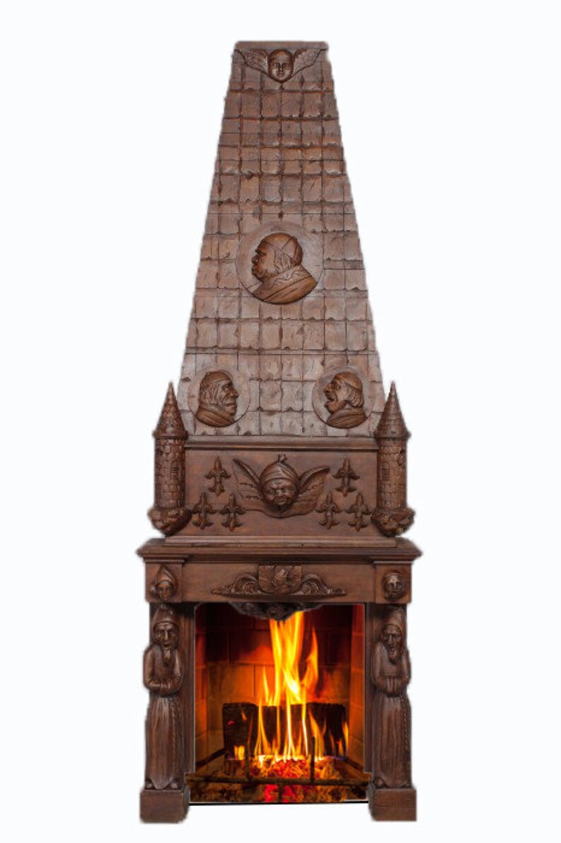 Antique French Gothic Fireplace Mantel With Over Mantel Oak Etsy