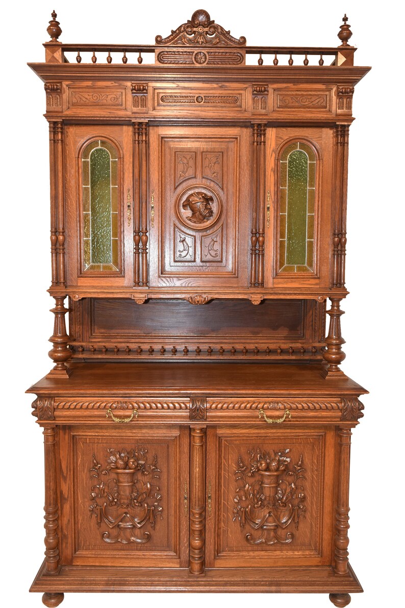 Clean French Renaissance Henry Ii Cabinet Leaded Glass Clean French Renaissance Henry Ii