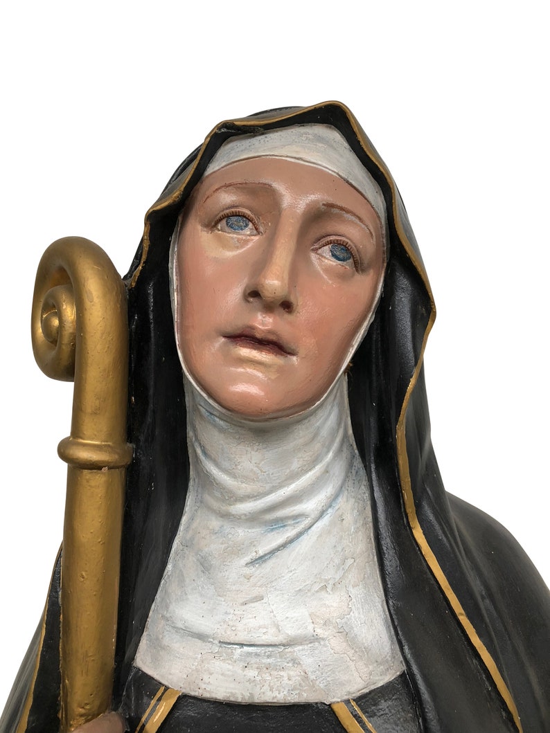 Antique Religious Statue of St. Gertrude the Great Plaster Etsy