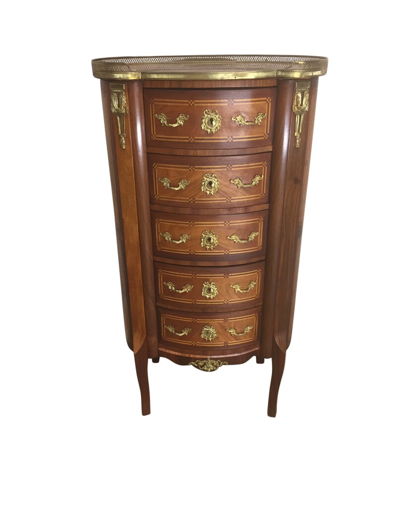Antique French Jewelry or Lingerie Chest 1930-40/'s Brass Accents #10137