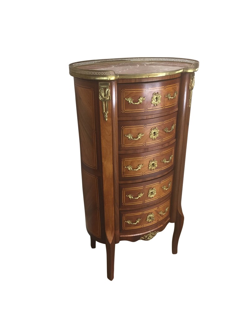 Antique French Jewelry or Lingerie Chest 1930-40/'s Brass Accents #10137