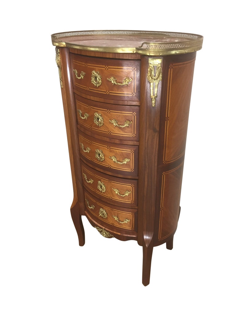 Antique French Jewelry or Lingerie Chest 1930-40/'s Brass Accents #10137