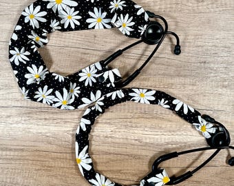 Daisy Print Stethoscope Scrunchie Cover: Nurse Gift