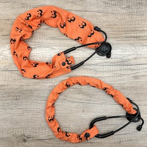 Halloween Stethoscope Scrunchie Cover: Jack O Lantern Nurse Gift