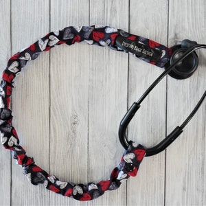 Hearts Stethoscope Cover: Handmade Scrunchie Sleeve, Nurse Gift