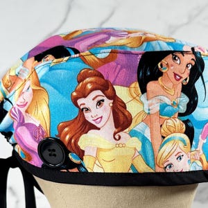 Disney Princess Scrub Cap, Disney Princess Surgical Cap, Princess Scrub Hat,Scrub Caps for Women, Scrub Caps with Buttons, Gifts for Nurses