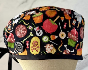 Halloween Candy Scrub Cap: Spooky Surgical Hat