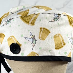 Tinker Bell Scrub Cap, Disney Princess Surgical Cap, Princess Scrub Hat,Scrub Caps for Women, Scrub Caps with Buttons, Gifts for Nurses