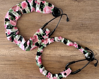 Striped Floral Stethoscope Scrunchie Cover
