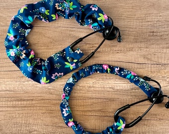 Floral Stethoscope Cover: Handmade Scrunchie Sleeve