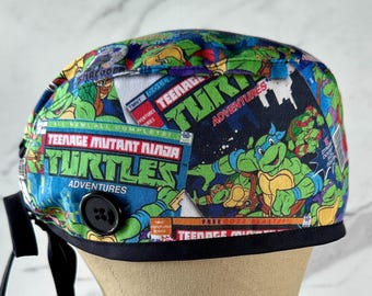 Hero Turtles Scrub Cap, Turtles Surgical Cap,Turtles Scrub Hat, Scrub Caps for Men,Scrub Caps for Women, Scrub Caps with Buttons