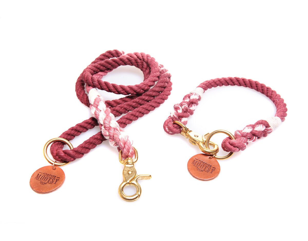 Cocoa Brown Ombré Rope Dog Collar Etsy