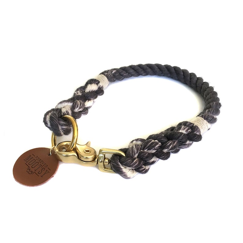 Charcoal Ombré Rope Dog Collar Etsy