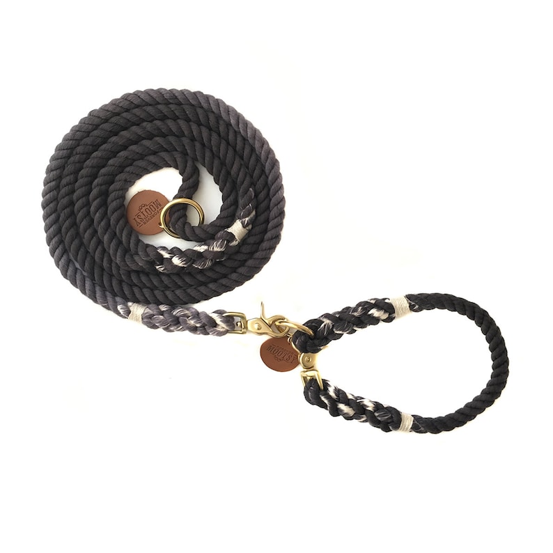 Charcoal Ombré Rope Dog Collar Etsy