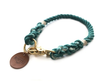 Teal Ombré Rope Dog Collar