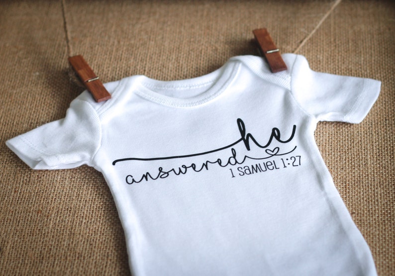 1 Samuel 1:27 Pregnancy Keepsake Gift He Answered Baby Bodysuit Religious Pregnancy Announcement