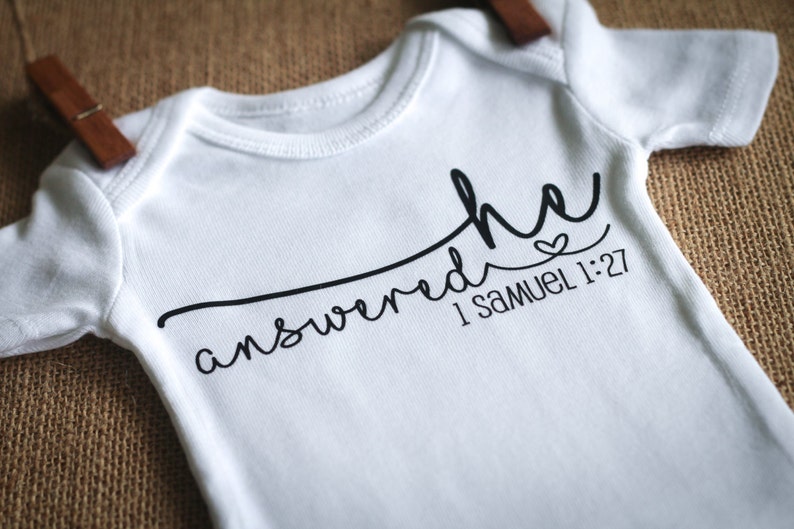 1 Samuel 1:27 Pregnancy Keepsake Gift He Answered Baby Bodysuit Religious Pregnancy Announcement