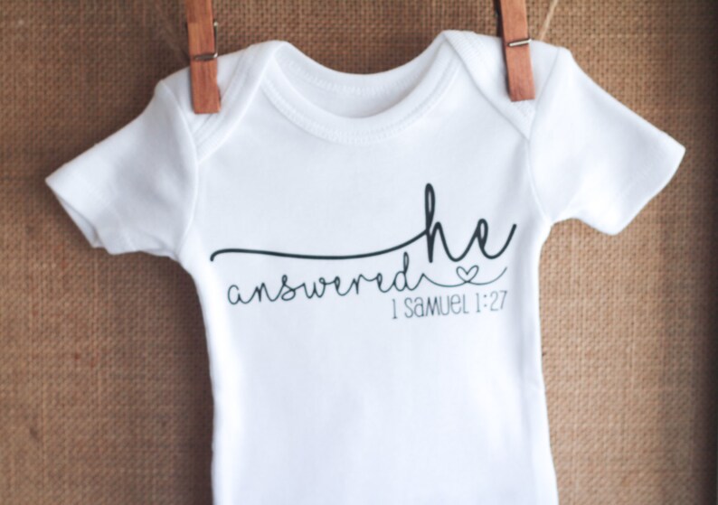 1 Samuel 1:27 Pregnancy Keepsake Gift He Answered Baby Bodysuit Religious Pregnancy Announcement