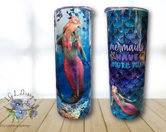 Mermaid Insulated Tumbler: Aqua Blue Purple Scales, Stainless Steel